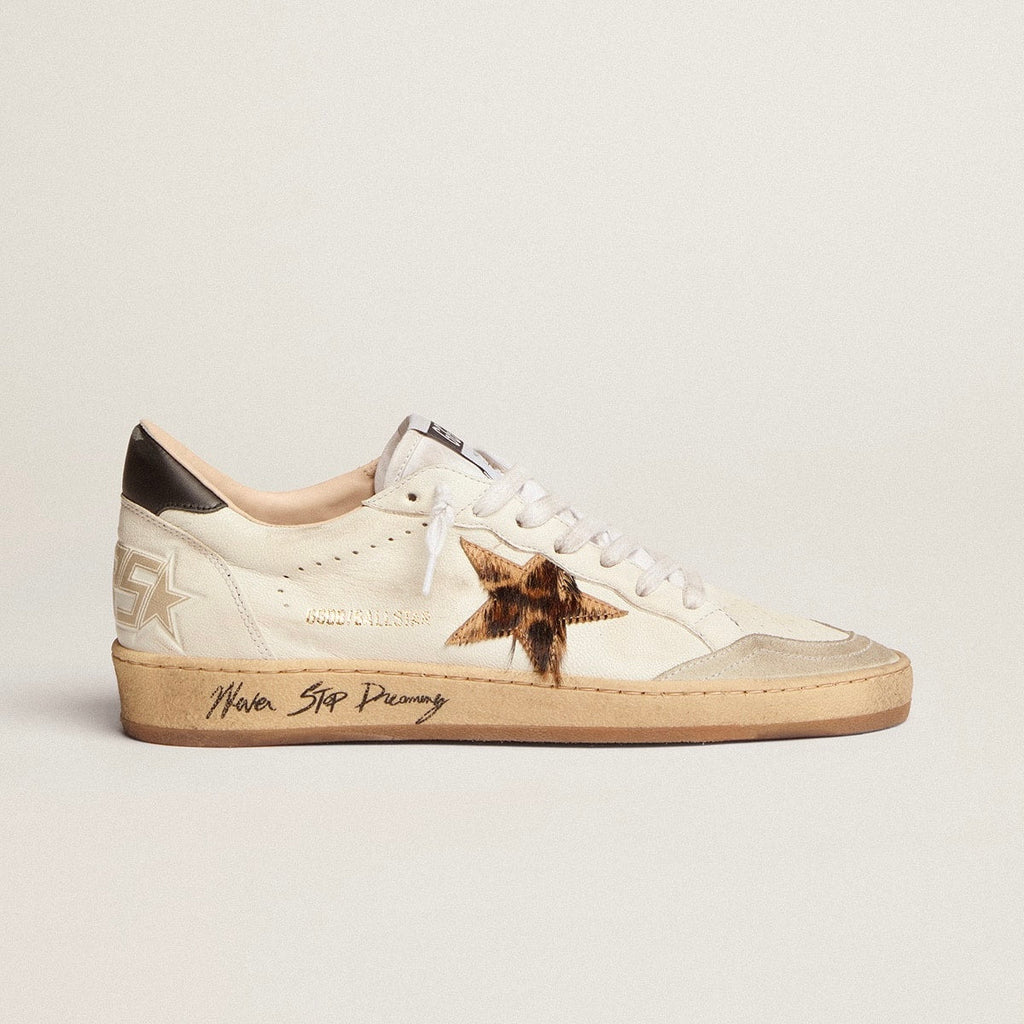 Golden Goose Ball Star with leopard print pony skin star and black heel tab(Women's)