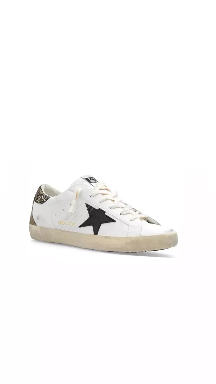 Golden Goose Super-Star White Black Croc Glitter