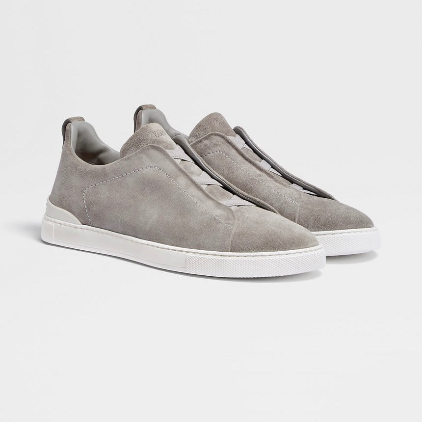 ZEGNA GREY MÉLANGE SUEDE TRIPLE STITCH™ SNEAKERS