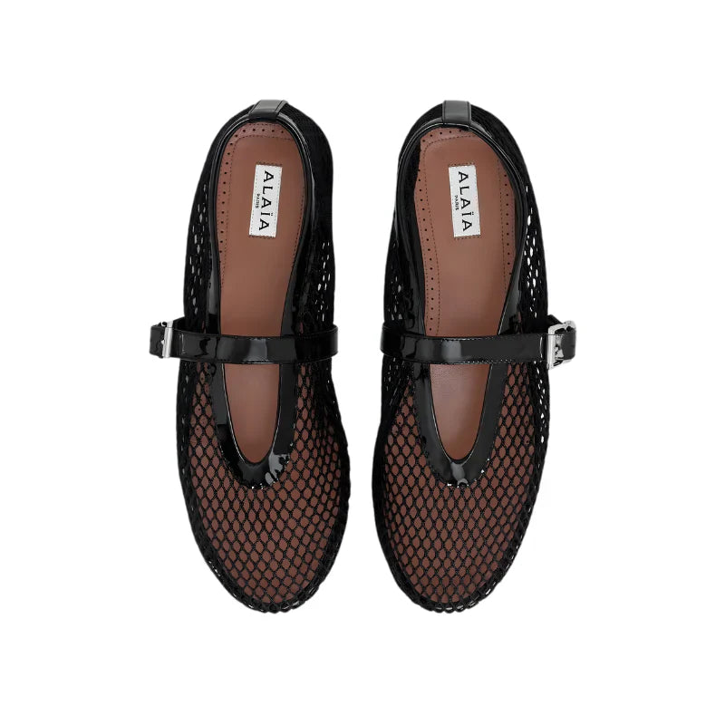 Alaïa Fishnet Ballerina Flats | Black