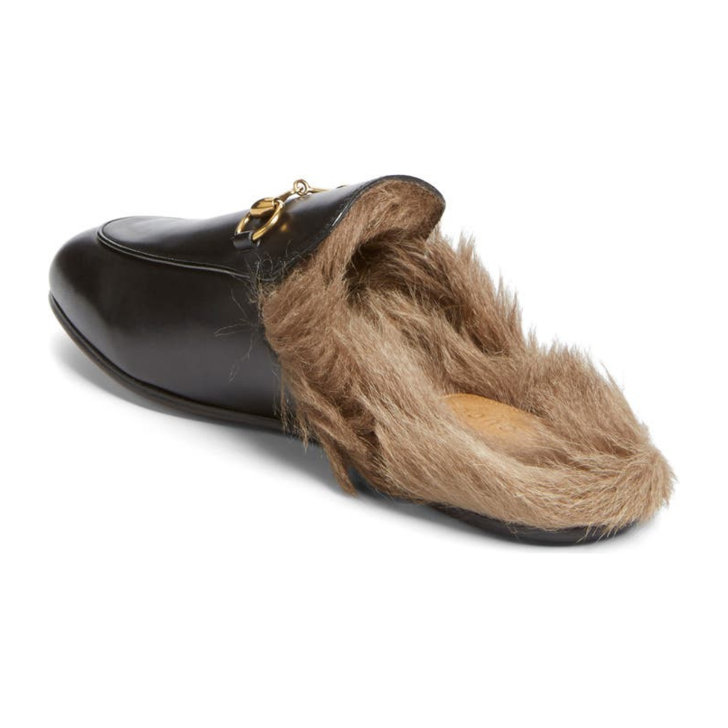 Gucci Princetown Genuine Shearling Loafer Mule 'Black'