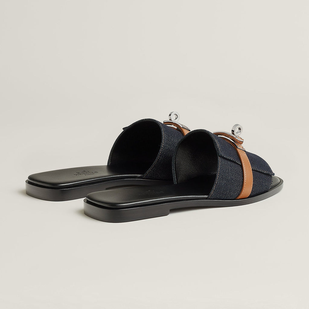 Hermès Giulia sandal 'Bleu Brut / Naturel'