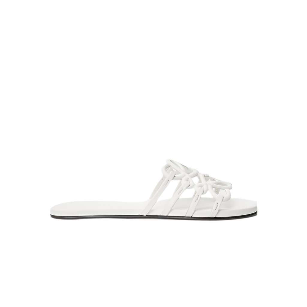 Loewe Petal Anagram leather slides 'All white'