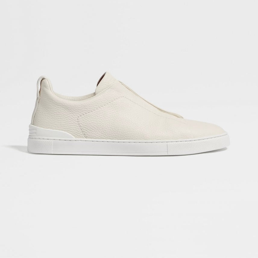 ZEGNA WHITE DEERSKIN TRIPLE STITCH™ SNEAKERS White